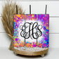 EDITABLE Rainbow Splatter Monogram 20oz Straight Tumbler Wrap Designs, Make Your Own Custom Peronalized Design, Easy Canva Tempalte