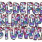 Floral Alphabet Letters PNG Bundle, Pink Purple Blue Horse Doodle Letters, Hand Drawn Alphabet Doodle, Sublimation Alpha Set Designs PNG