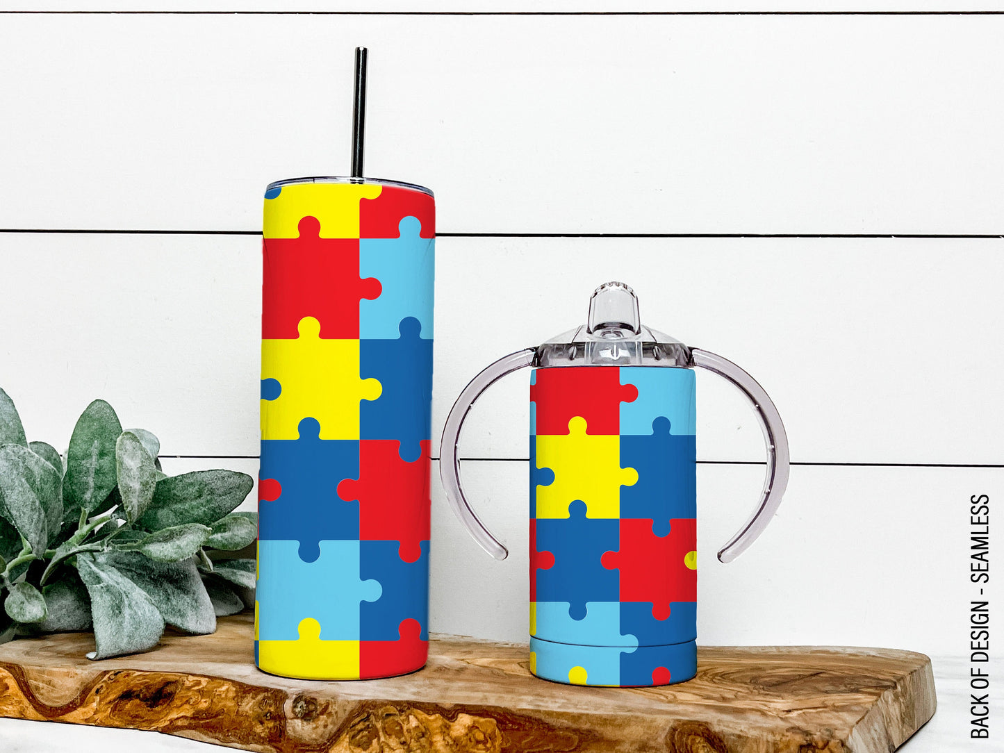 Autism Mama and Mini Tumblers Sublimation Designs, Mother Daughter Tumbler Wrap DESIGN 76