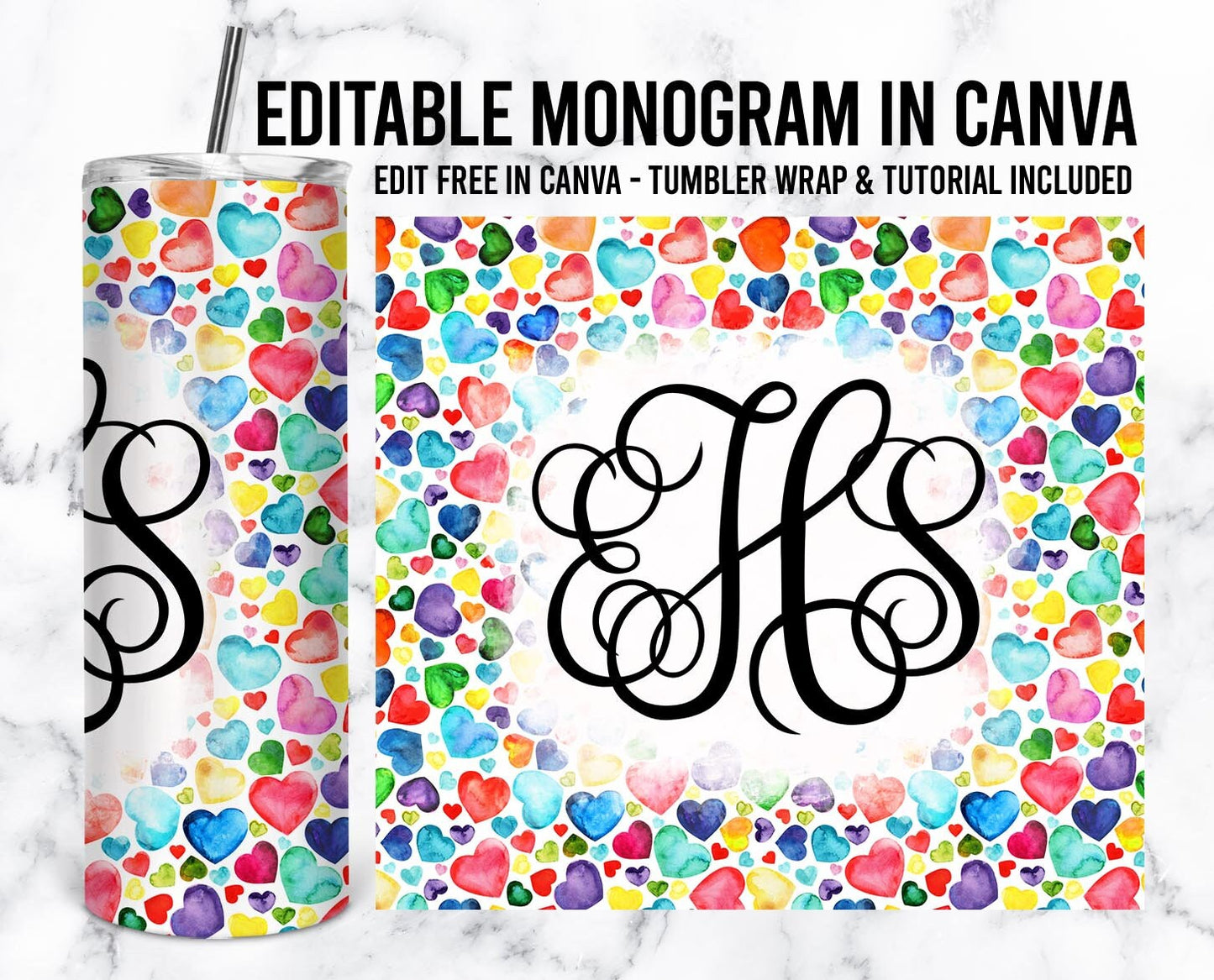 EDITABLE Autism Monogram 20oz Straight Tumbler Wrap Designs, Make Your Own Custom Peronalized Design, Easy Canva Tempalte