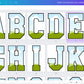 Fill your own VARSITY Letters on CANVA with Commercial Use Allowed. Drag and Drop Alphaset Alphabet Letters PNG Editable Canva Frame Designs