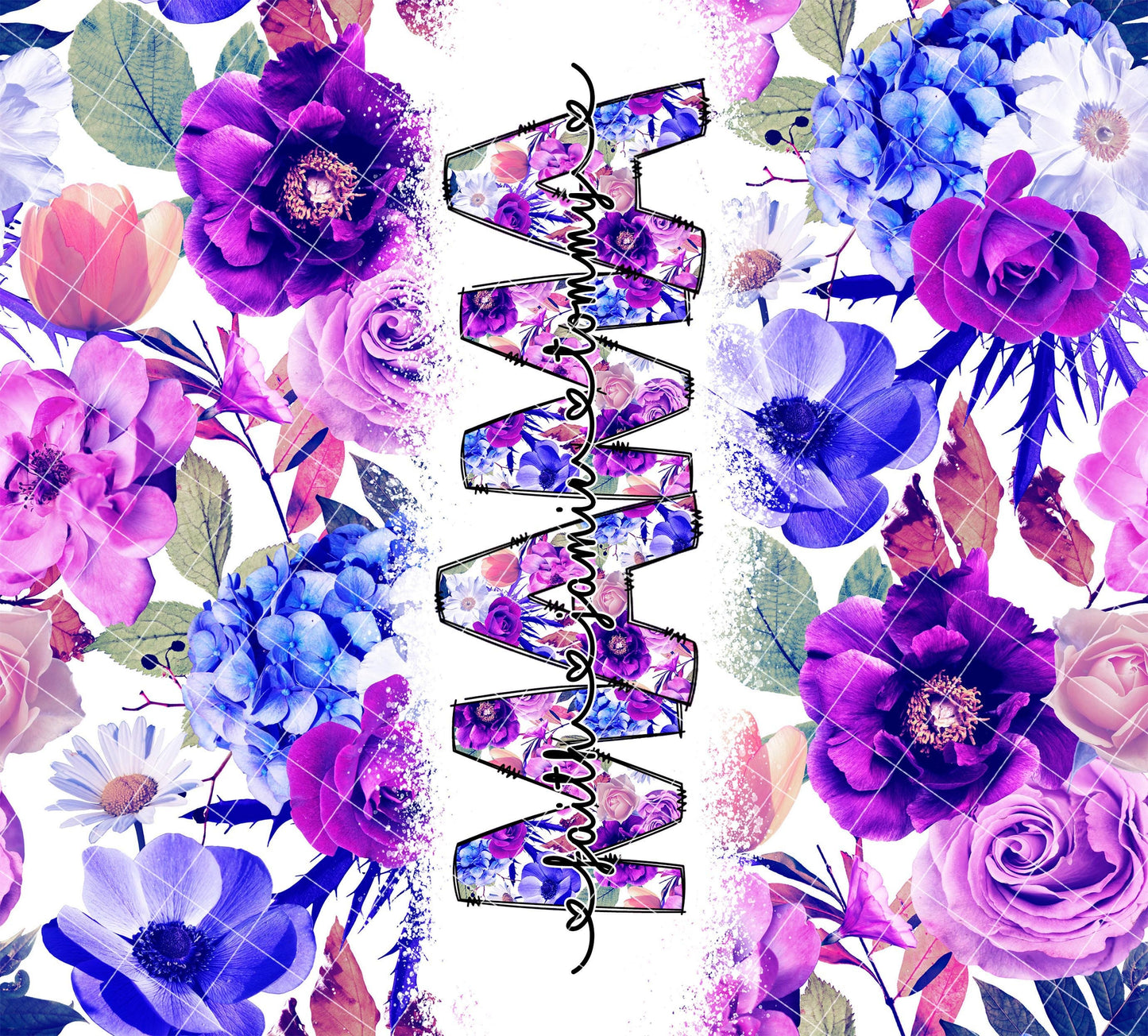 Purple Floral Editable Kids Names Mom Tumbler Wrap, Edit in Photoshop Tutorial Included, Mom Sublimation 20oz Tumbler Designs PNG