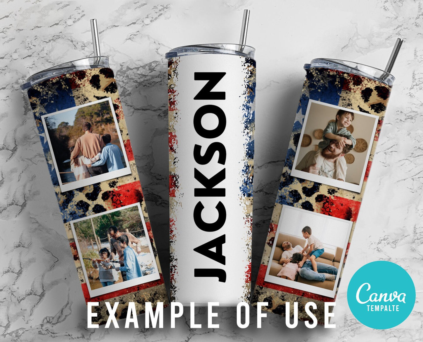 Add Your Own Photos & Background on CANVA Drag and Drop Photo 20oz Straight Tumbler PNG Editable Canva Frame Designs with Commercial Use