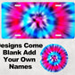Tie Dye Add Your Name Car Sublimation Designs, Car Coaster Bundle PNG, Licence Plate Holder Frames, Key Fob Wristlet Keychain Pink & Blue