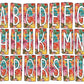 Fall Floral Leaves Autumn Box Doodle Letters, Western Hand Drawn Doodle Alphabet Set, Sublimation Designs PNG - 1816