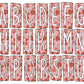 Retro Pink Red Box Doodle Letters, Western Hand Drawn Doodle Alphabet Set, Sublimation Designs PNG - 106 PATTERN