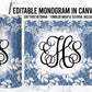 EDITABLE Denim Lace Monogram 20oz Straight Tumbler Wrap Designs, Make Your Own Custom Peronalized Design, Easy Canva Tempalte