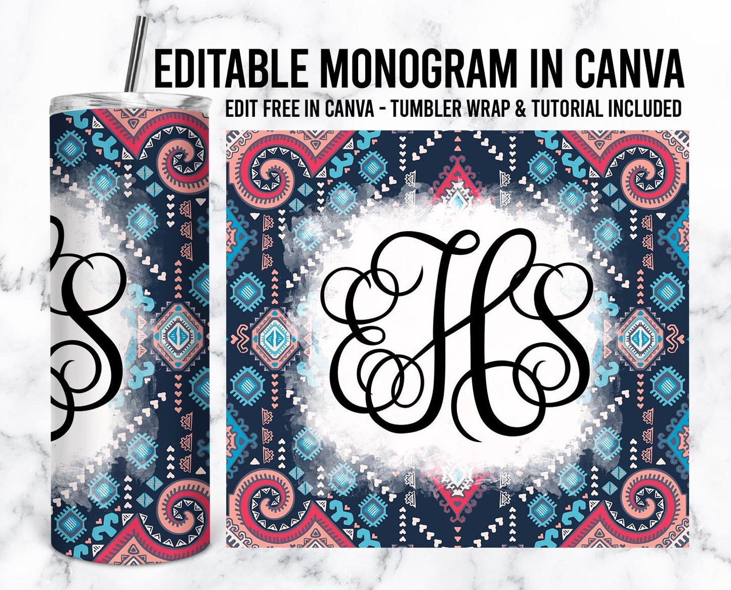 EDITABLE Monogram 20oz Straight Tumbler Wrap Designs, Make Your Own Custom Peronalized Design, Easy Canva Tempalte (2023-01-04 09.48.09)