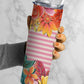 Flowers On Pink Stripes 20oz Tumbler Wrap, Seamless Skinny Tumbler, Sublimation Design PNG - 1374