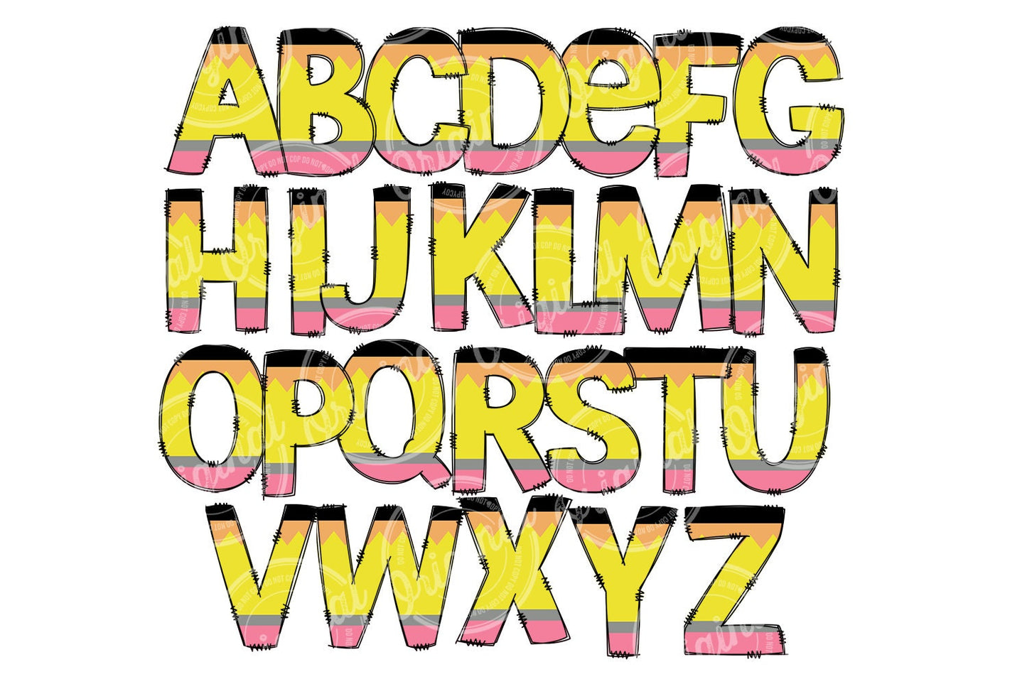 Teacher Doodle letters, Back to School, Pencil Hand Drawn Doodle Alpha Bundle Patterned Numbers & Alphabet Doodle Set Sublimation Font PNG, (2023-01-04 08.55.37)