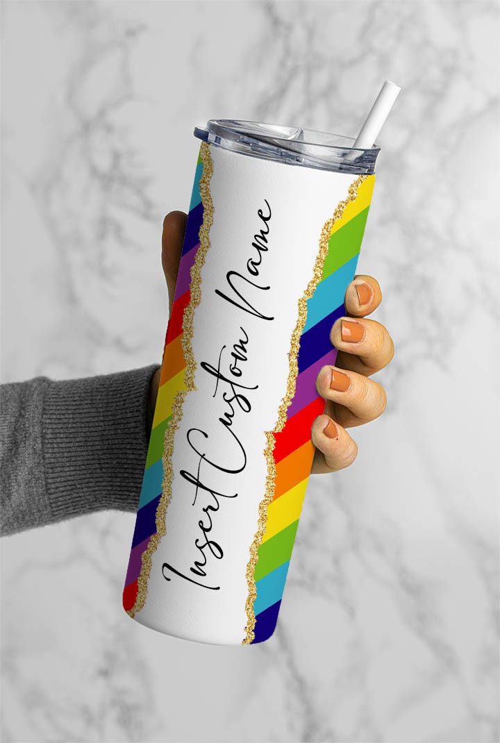 Rainbow Seamless Add Your Own Text, Seamless Tumbler, 20oz Seamless Tumbler Designs, tumbler png, Skinny tumbler, Seamless Tumbler