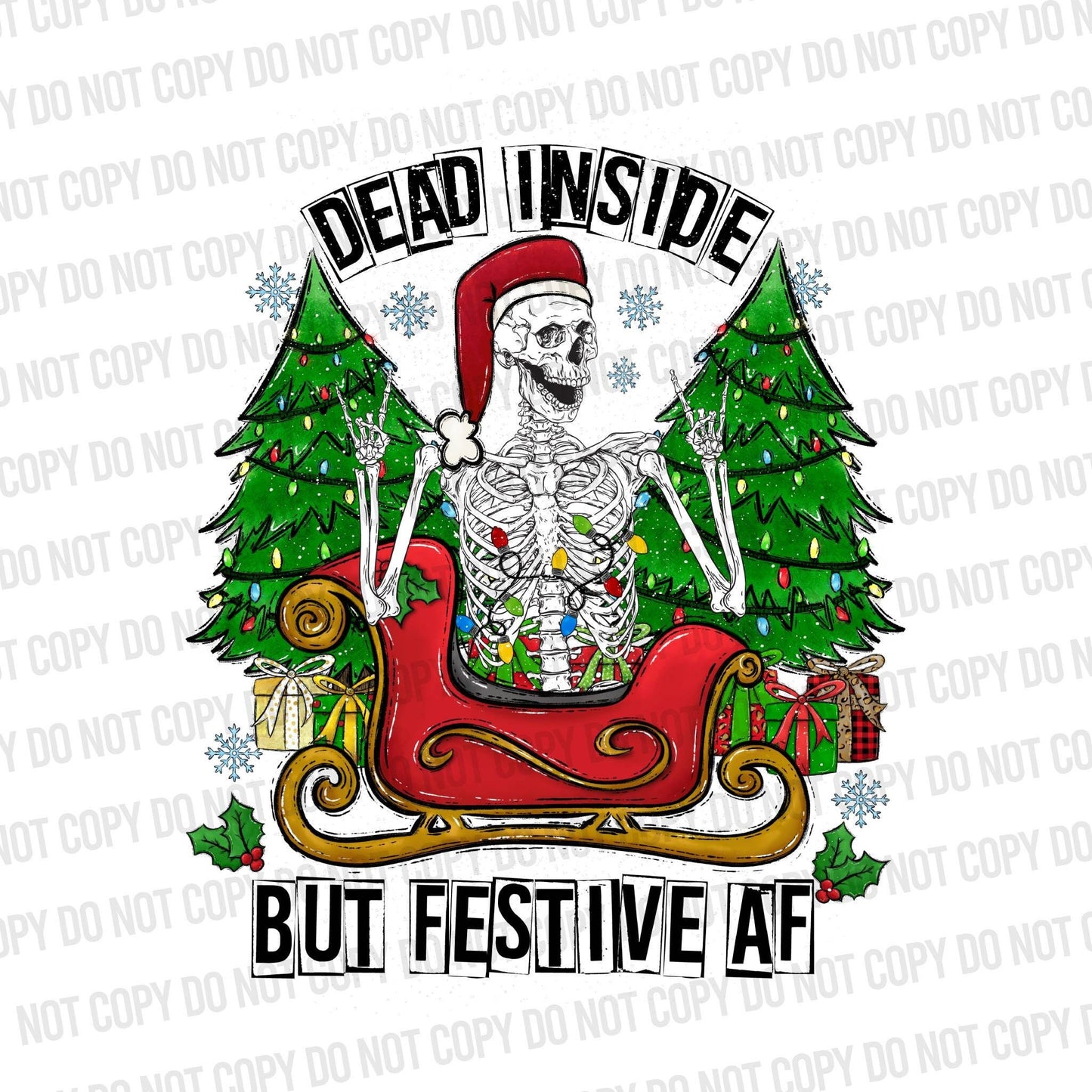 Dead Inside but Festive AF Christmas Png, Western Country Sublimation Graphics, Christmas Skeleton Skull Png, MOCKUP INCLUDED