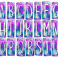 Pink Purple Blue Paint Splatter Wash Box Doodle Letters, Western Hand Drawn Doodle Alphabet Set, Sublimation Designs PNG - 44 PATTERN