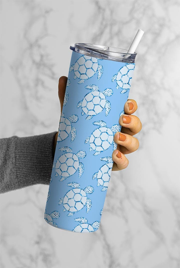 Turtle Background 20oz Tumbler Wrap, Seamless Skinny Tumbler, Sublimation Design PNG - 2187