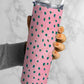 Dark Green Dots On Pink Background, Gold Glitter, Pink Background 20oz Tumbler Wrap, Seamless Skinny Tumbler, Sublimation Design PNG - 1409
