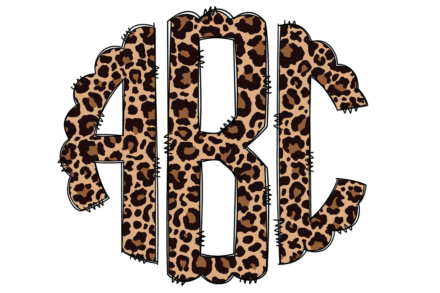 Leopard Print Monogram with Matching Tumbler Wrap, Add Your Own Custom Initials with Individual Monogram Letters Transparent Background PNG