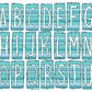 Blue Tripe Turquoise Box Doodle Letters, Western Hand Drawn Doodle Alphabet Set, Sublimation Designs PNG - 1400