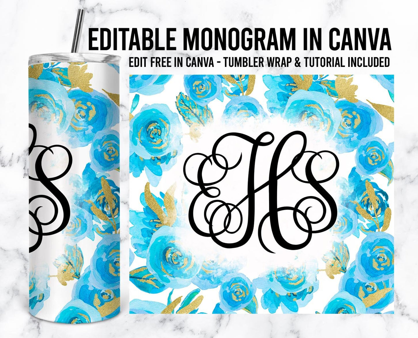 EDITABLE eal Monogram 20oz Straight Tumbler Wrap Designs, Make Your Own Custom Peronalized Design, Easy Canva Tempalte