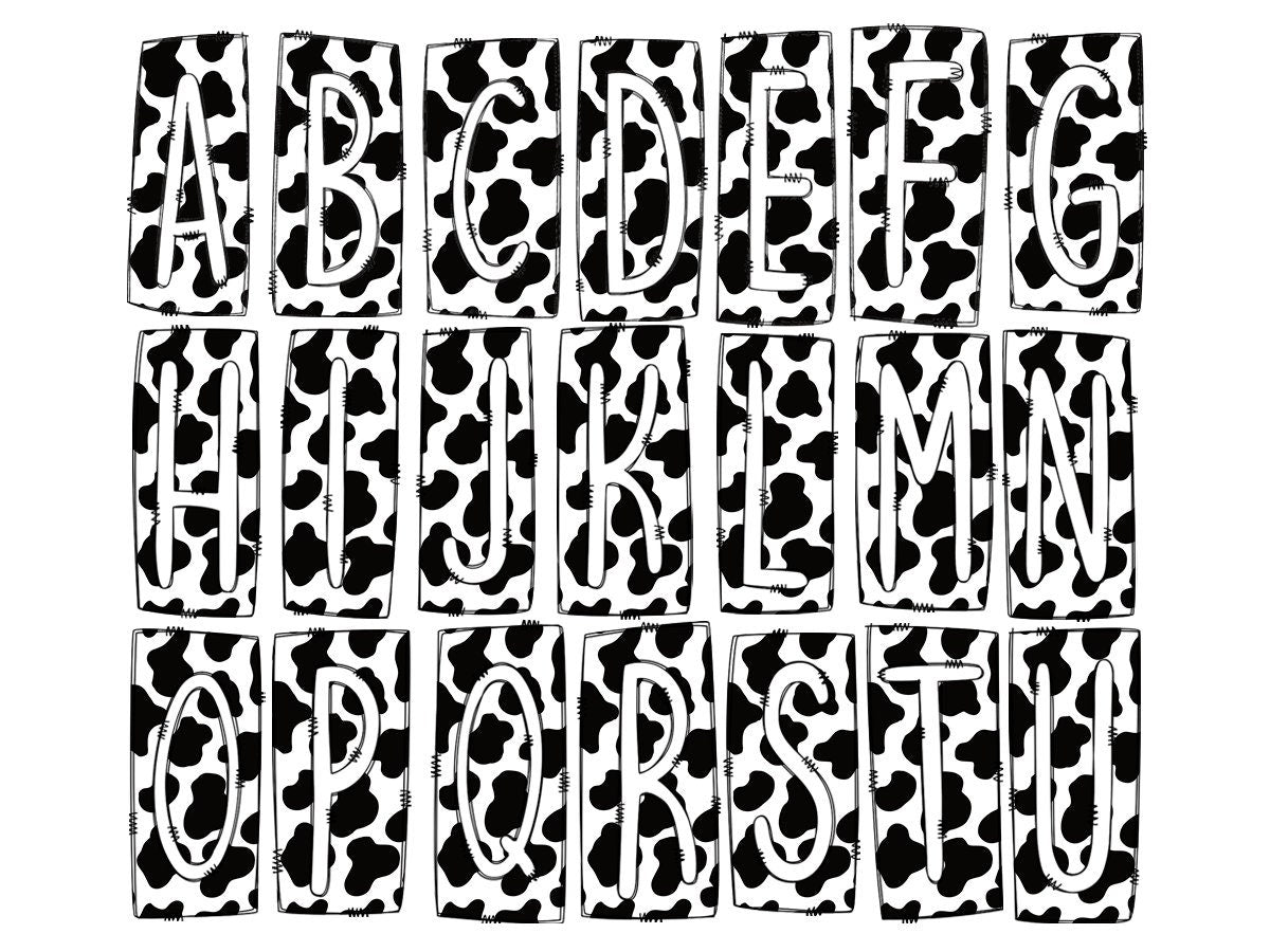 Cowhide Box Doodle Letters, Western Hand Drawn Doodle Alphabet Set, Sublimation Designs PNG - 331 PATTERN