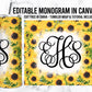 EDITABLE Sunflower Monogram 20oz Straight Tumbler Wrap Designs, Make Your Own Custom Peronalized Design, Easy Canva Tempalte