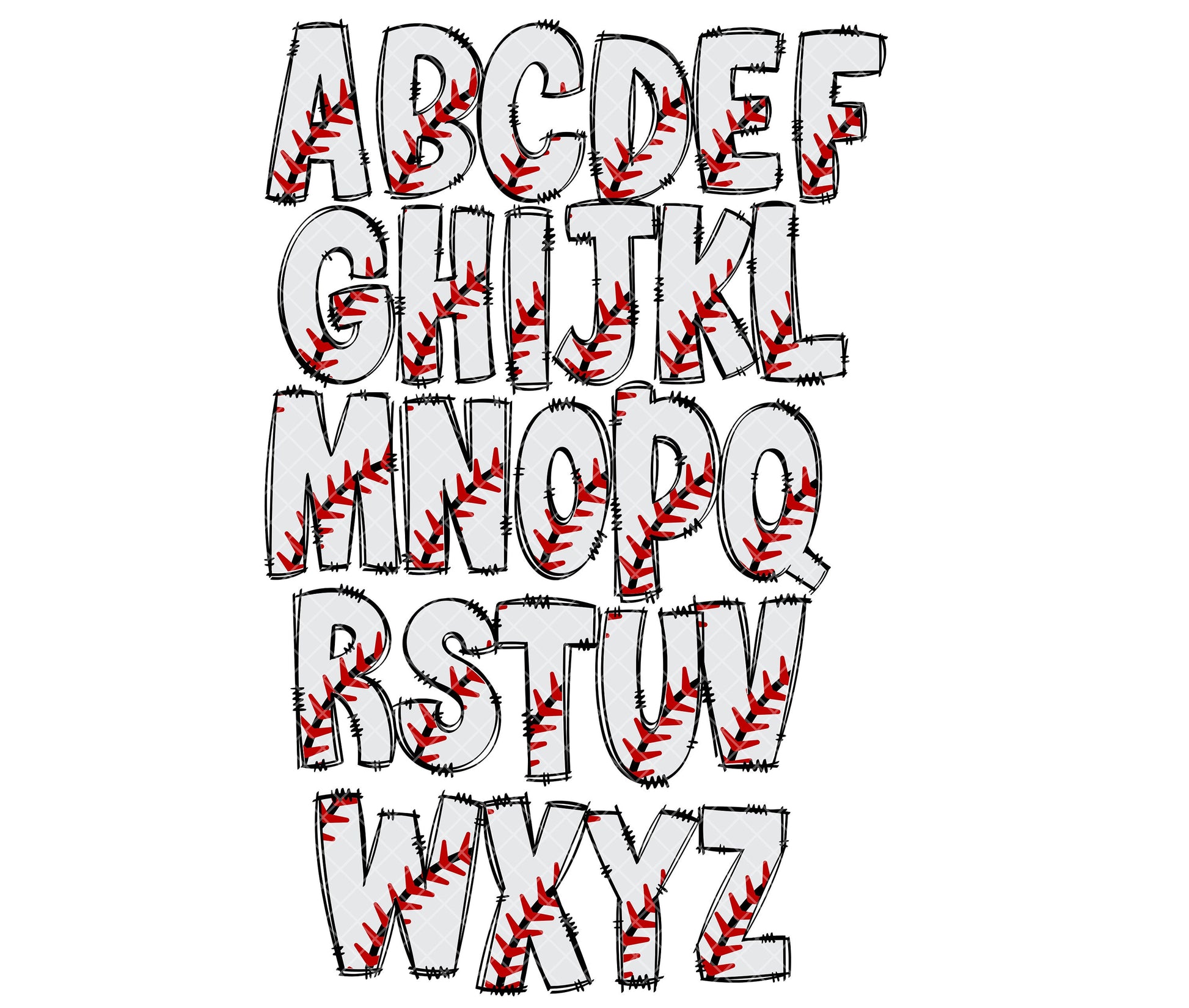 Baseball Alphabet Letters PNG Bundle