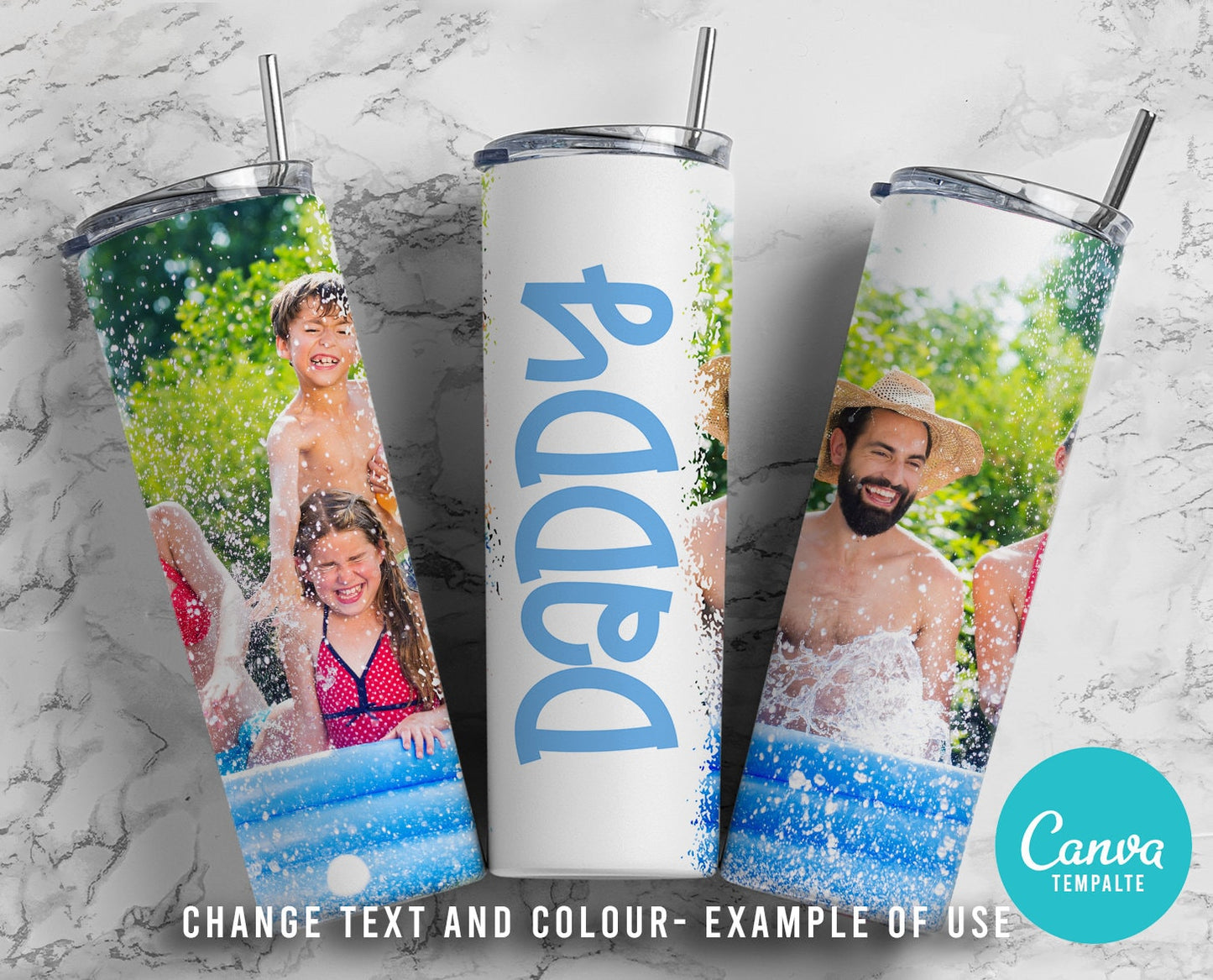 SEAMLESS - Add Your Own Photos & Background on CANVA Drag and Drop Photo 20oz Straight Tumbler PNG Editable Canva Frame Designs