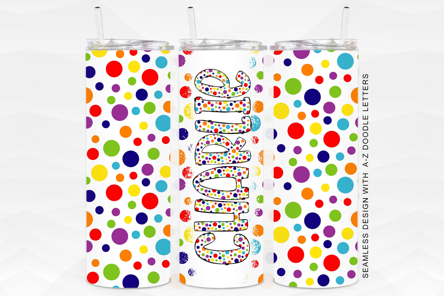 20oz Tumbler Wrap with Matching Doodle Letter Alphabet PNG DESIGN 89