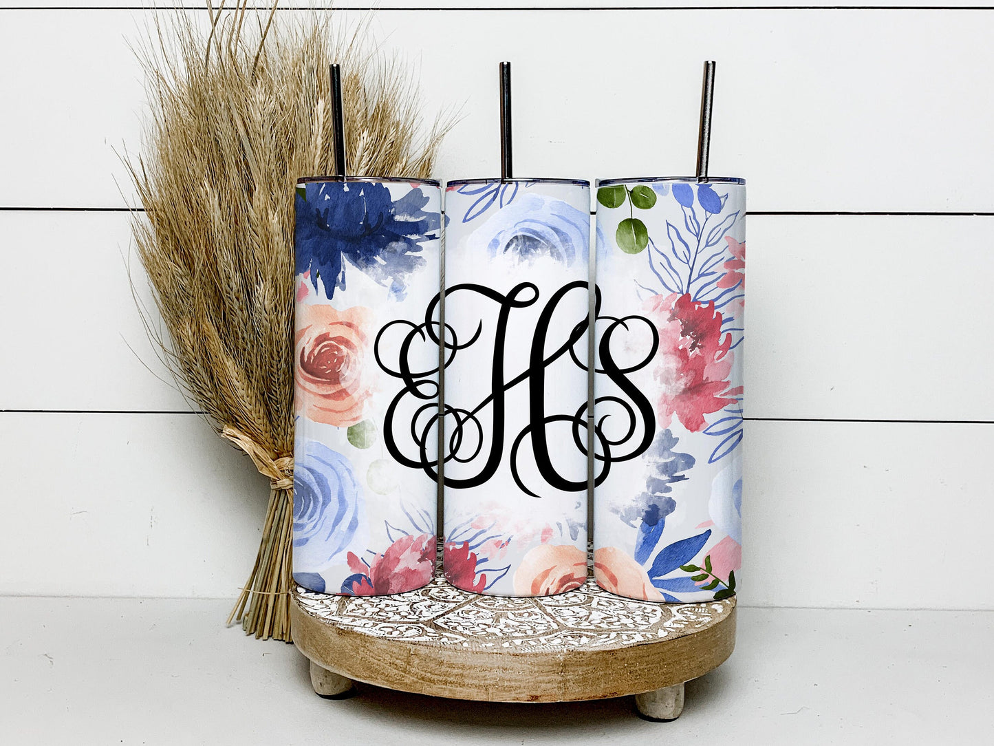 EDITABLE Floral Monogram 20oz Straight Tumbler Wrap Designs, Make Your Own Custom Peronalized Design, Flowers Easy Canva Tempalte (2023-01-04 09.57.19)