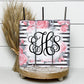 EDITABLE Striped Floral Monogram 20oz Straight Tumbler Wrap Designs, Make Your Own Custom Peronalized Design, Flowers Easy Canva Tempalte