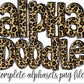 Glitter Leopard Print Doodle Alphabet Letters PNG Bundle, Cheetah Animal Print, Design Hand Drawn Doodle, Sublimation Alpha Set Designs PNG