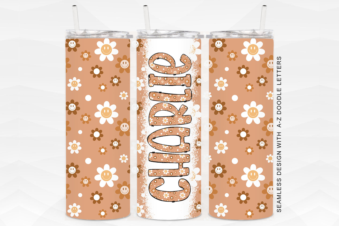 20oz Tumbler Wrap with Matching Doodle Letter Alphabet PNG DESIGN 92