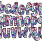 Floral Alphabet Letters PNG Bundle, Pink Purple Blue Horse Doodle Letters, Hand Drawn Alphabet Doodle, Sublimation Alpha Set Designs PNG