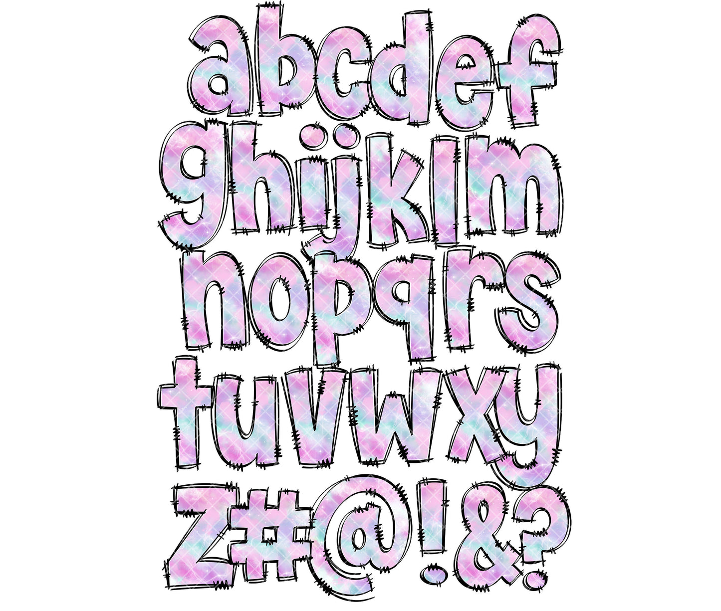 Pink Pastel Sky Alphapack, digital alphabet, printable alphabet, doodle font, doodle alphabet, alpha pack doodle, Hand Drawn Letters