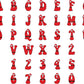 Christmas Doodle Letters and Numbers, Uppercase Alphabet Set, Retro Christmas Sublimation Letters, Santa, Elf, Reindeer Xmas Holidays PNG