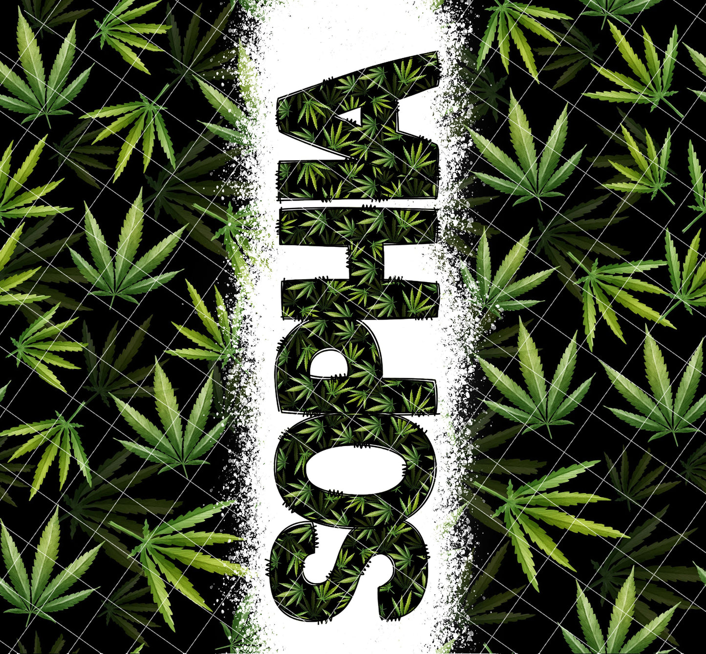 Weed Seamless Add Your Own Text, Full Doodle Letter Set with 20oz Seamless Tumbler Design, Marijuana Tumbler Wrap PNG