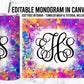 EDITABLE Rainbow Splatter Monogram 20oz Straight Tumbler Wrap Designs, Make Your Own Custom Peronalized Design, Easy Canva Tempalte