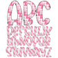 15oz Tumbler Wrap with Matching Doodle Letters, Hand drawn Alphabet, Kids Tumbler Sublimation PNG - Pattern 165