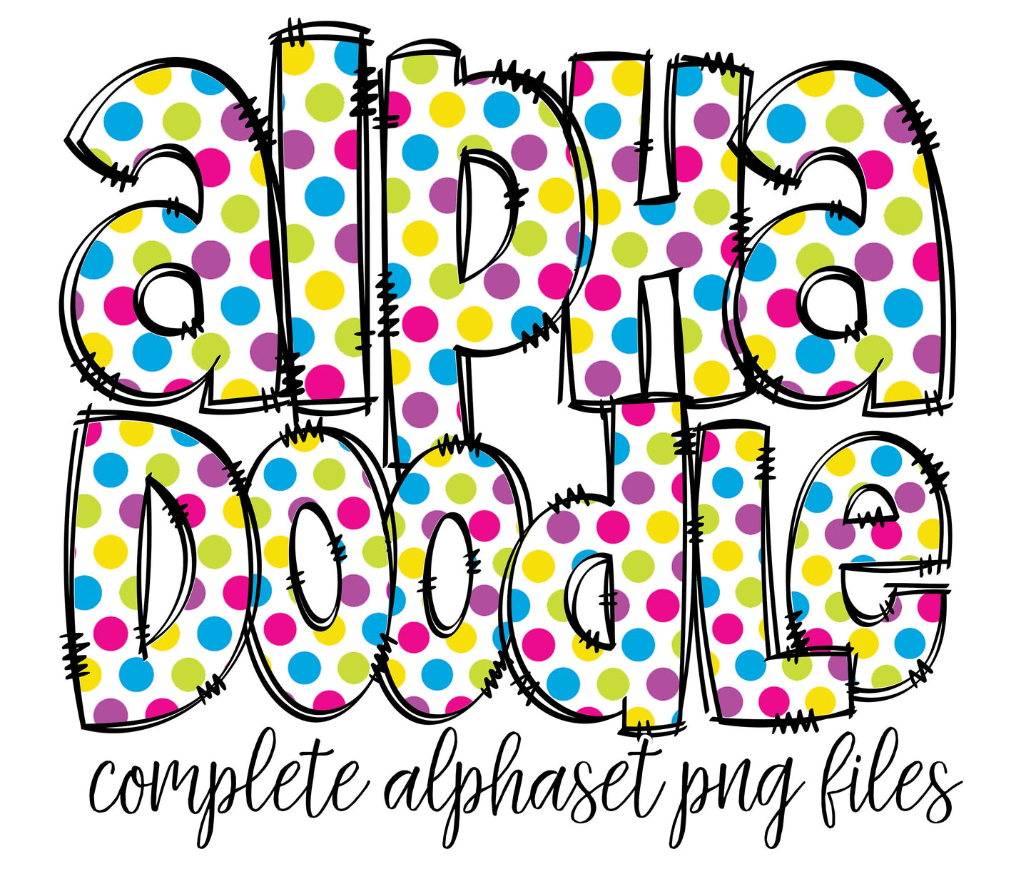 Bright Rainbow Alphabet Letters PNG Bundle, Unicorn Doodle Letters, Hand Drawn Alphabet Doodle, Sublimation Girls Alpha Set Designs PNG