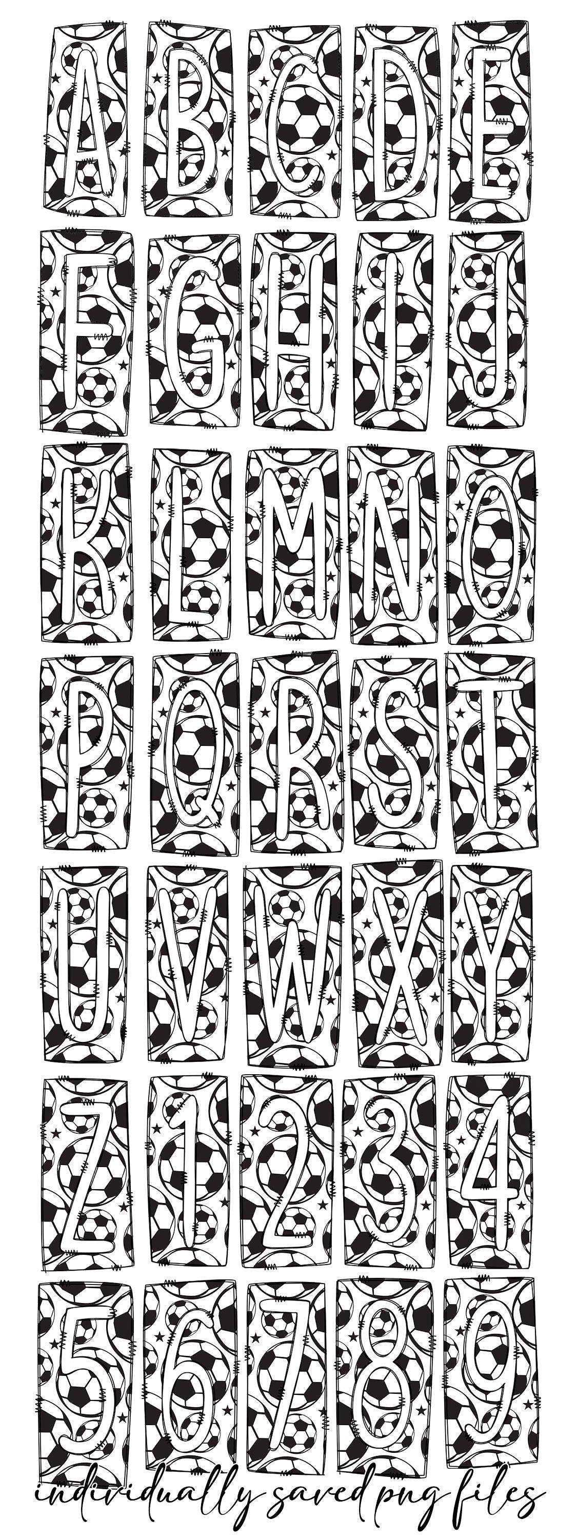 Soccer Box Letters Soccer Box Doodle Letters, Football Hand Drawn Doodle Alphabet Set, Su ...