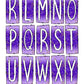 Purple Glitter Ombre Box Doodle Letters, Western Hand Drawn Doodle Alphabet Set, Sublimation Designs PNG - 1825