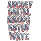 Rustic Flag Alphabet Letters PNG Bundle, Patriotic USA Flag Doodle Letters, Hand Drawn Alphabet Doodle, Sublimation Alpha Set Designs PNG