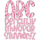 15oz Tumbler Wrap with Matching Doodle Letters, Hand drawn Alphabet, Kids Tumbler Sublimation PNG - Pattern 166