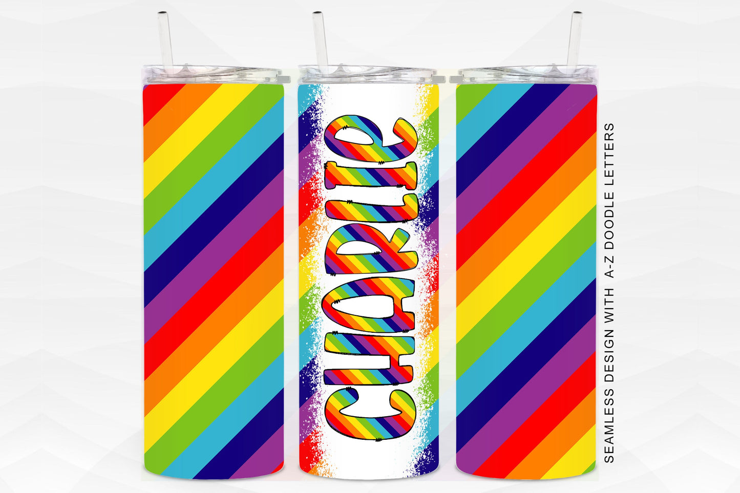 20oz Tumbler Wrap with Matching Doodle Letter Alphabet PNG DESIGN 87