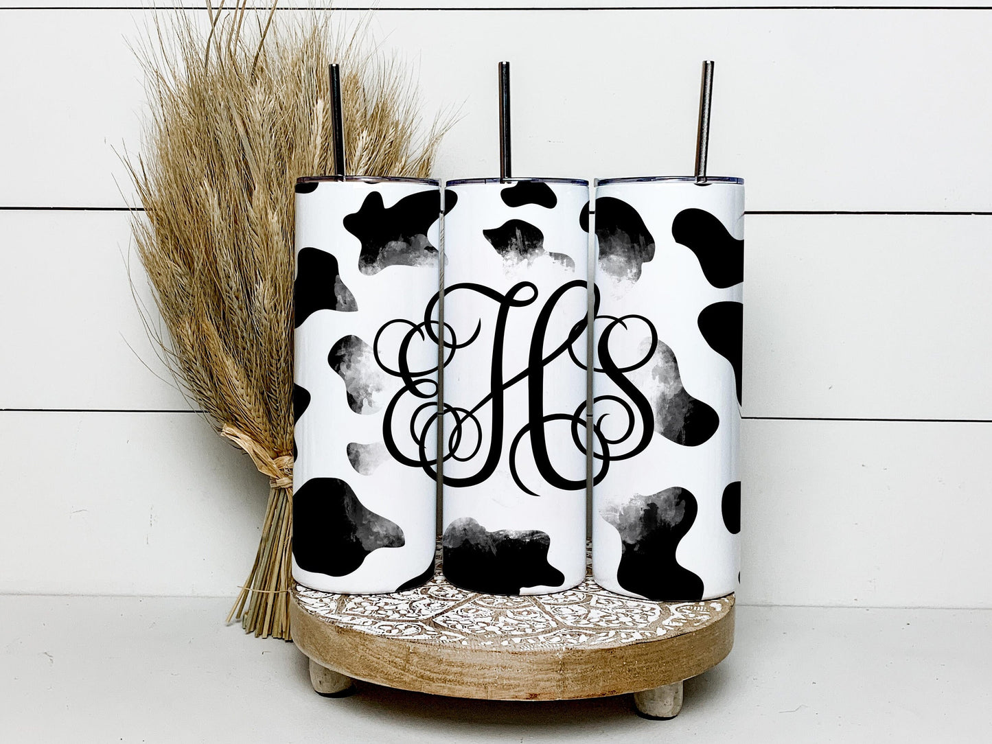 EDITABLE Cowhide Monogram 20oz Straight Tumbler Wrap Designs, Make Your Own Custom Peronalized Design, Wester Cow Lover Easy Canva Tempalte