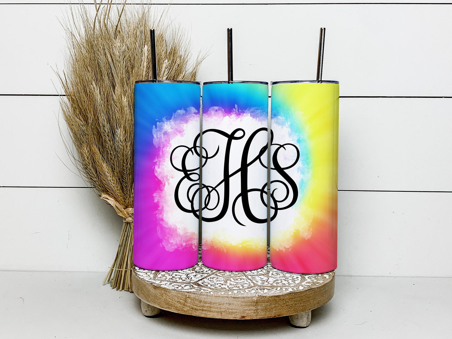 EDITABLE Tie Dye Monogram 20oz Straight Tumbler Wrap Designs, Make Your Own Custom Peronalized Design, Easy Canva Tempalte