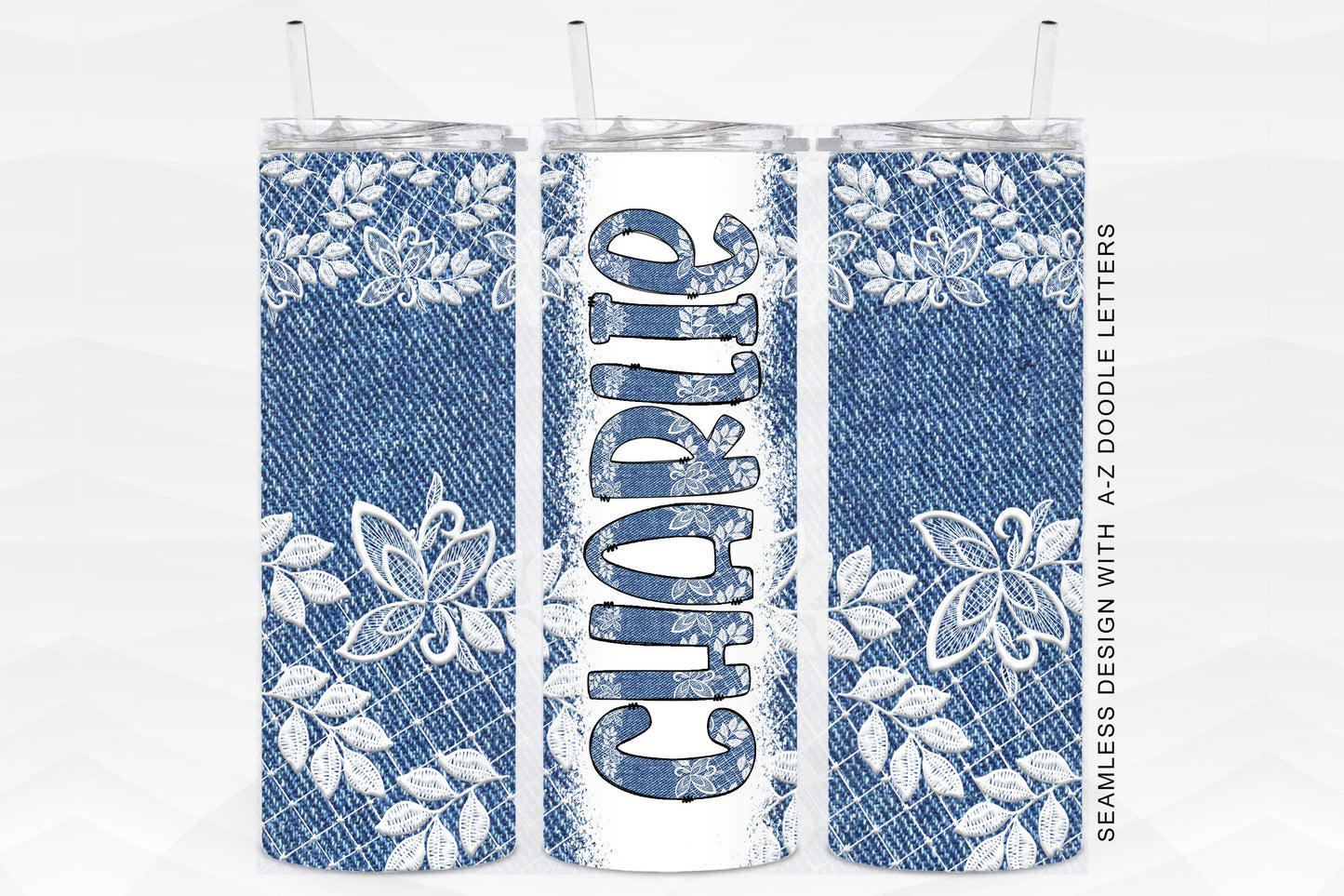 20oz Tumbler Wrap with Matching Doodle Letter Alphabet PNG DESIGN 80