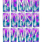 Pink Purple Blue Paint Splatter Wash Box Doodle Letters, Western Hand Drawn Doodle Alphabet Set, Sublimation Designs PNG - 44 PATTERN