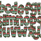 Ugly Sweater Doodle Alphabet Letters PNG Bundle, Christmas Design Hand Drawn Doodle, Cow Print Sublimation Alpha Set Designs PNG Digital