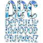 15oz Tumbler Wrap with Matching Doodle Letters, Hand drawn Alphabet, Kids Tumbler Sublimation PNG - Pattern 123