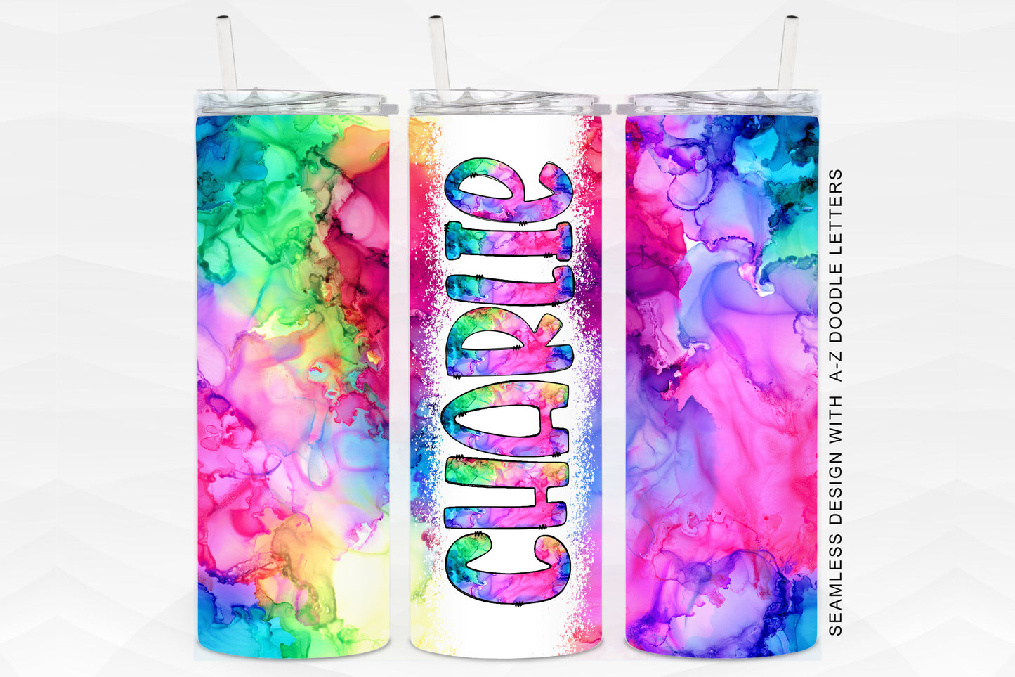 20oz Tumbler Wrap with Matching Doodle Letter Alphabet PNG DESIGN 69